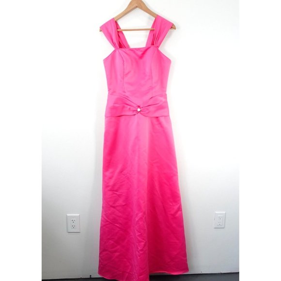 Pink Barbiecore Maxi Dress Juniors 11 Satin Long Gown Coquette Wedding Morilee